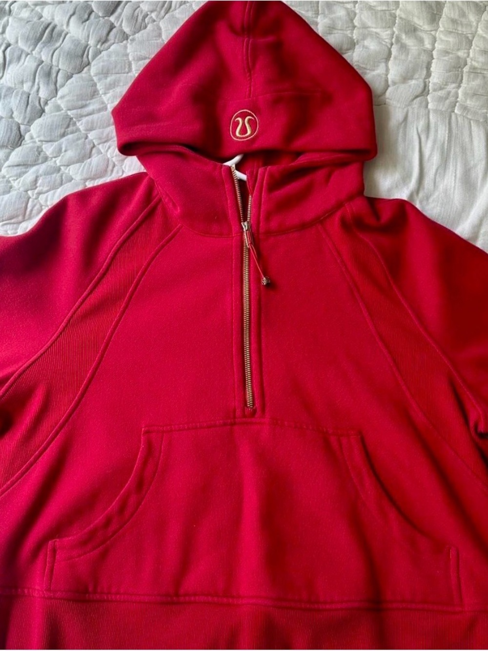 lululemon athletica Men's Red Half-Zip Hooded Sweater